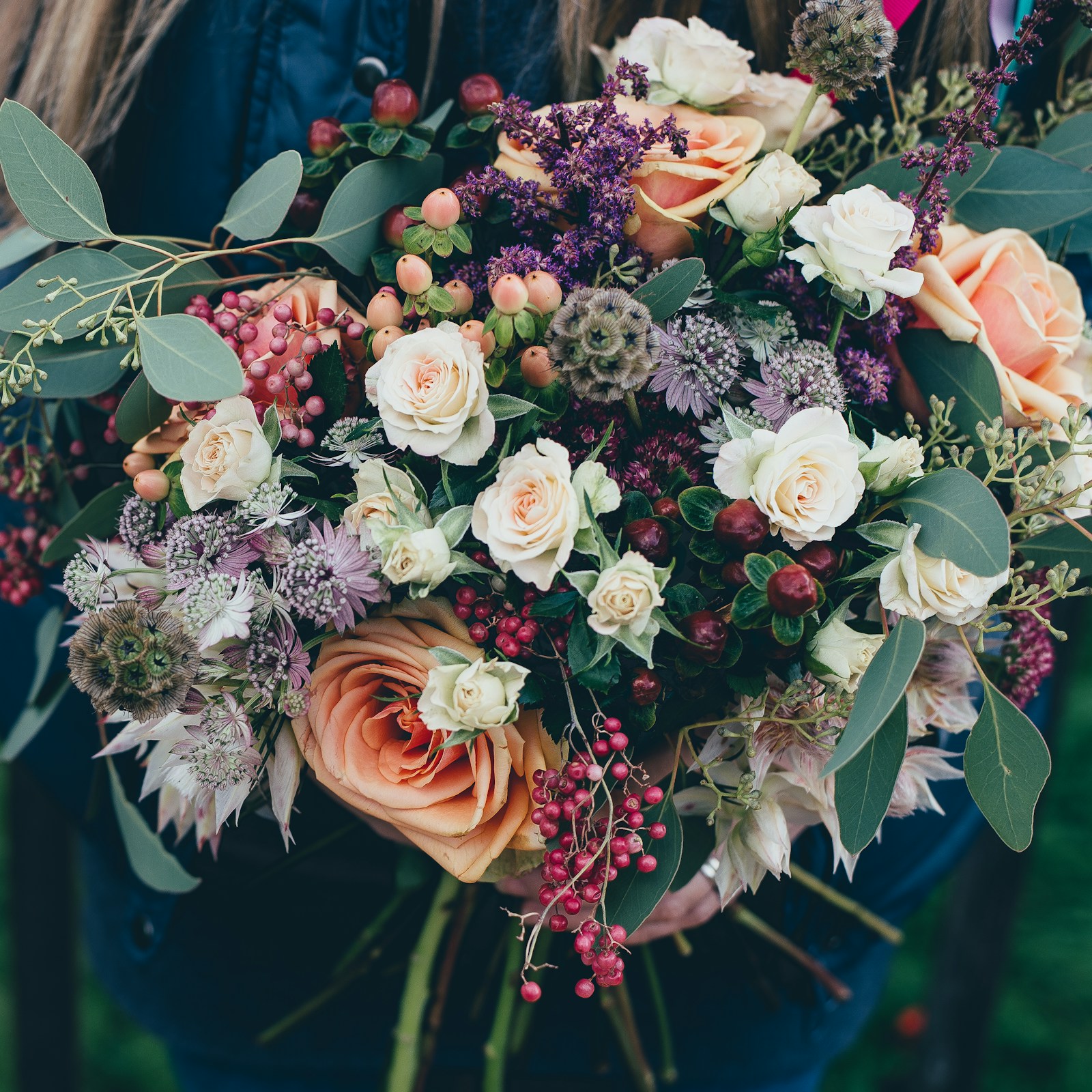 A bouquet set aside on a table — held still long enough to be looked at properly.