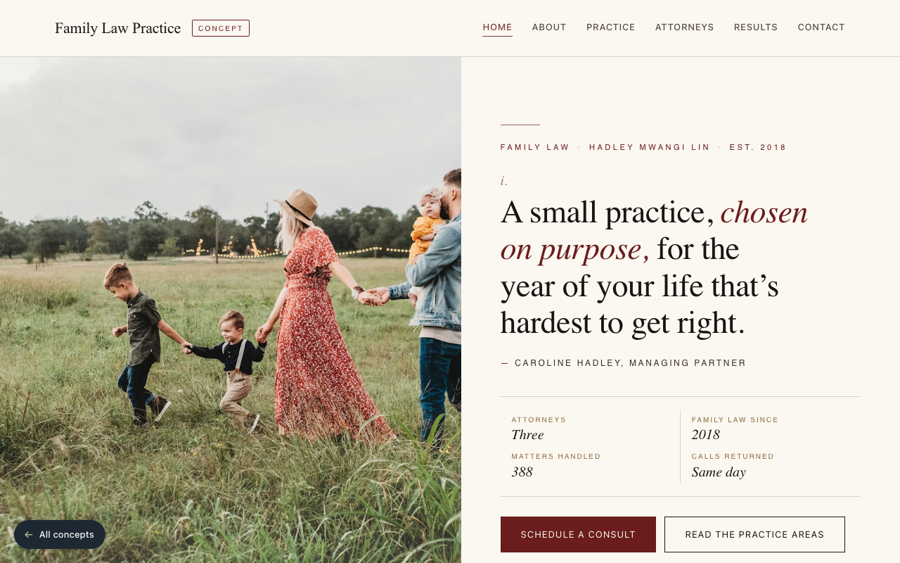 Concept site preview - Family law practice
