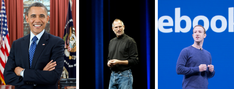 Obama, Jobs, Zuckerberg Portraits and snapshots of Barack Obama, Steve Jobs, Mark Zuckerberg.