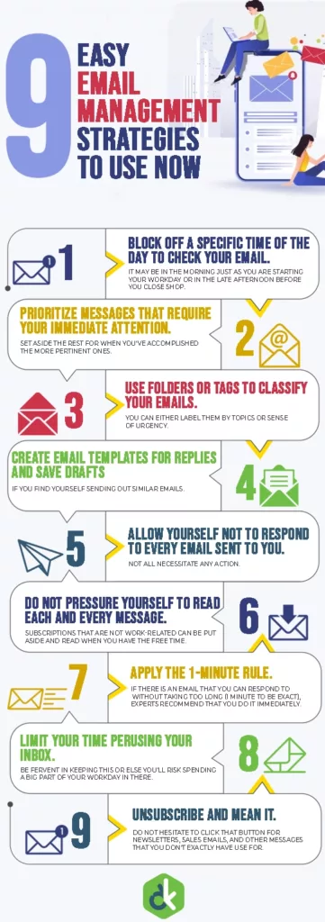Infographic showing 9 strategies to keep your email process running smoothly.